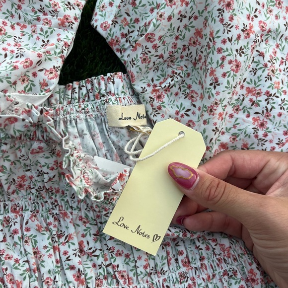 Love Notes Pink and Blue Puff Sleeve Smocked Blouse - Picture 3 of 4